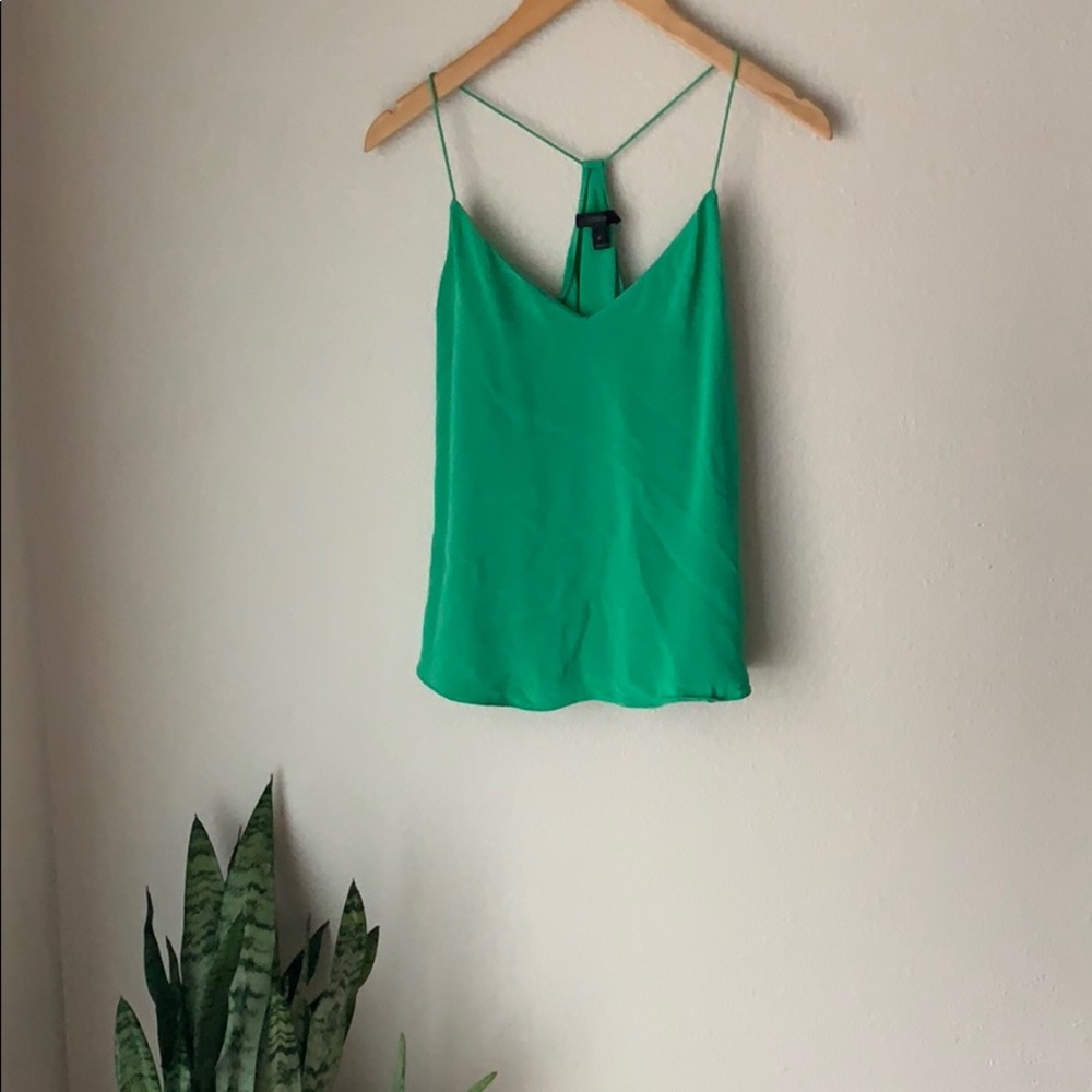 J Crew Green Silk Racerback blouse 6 cami